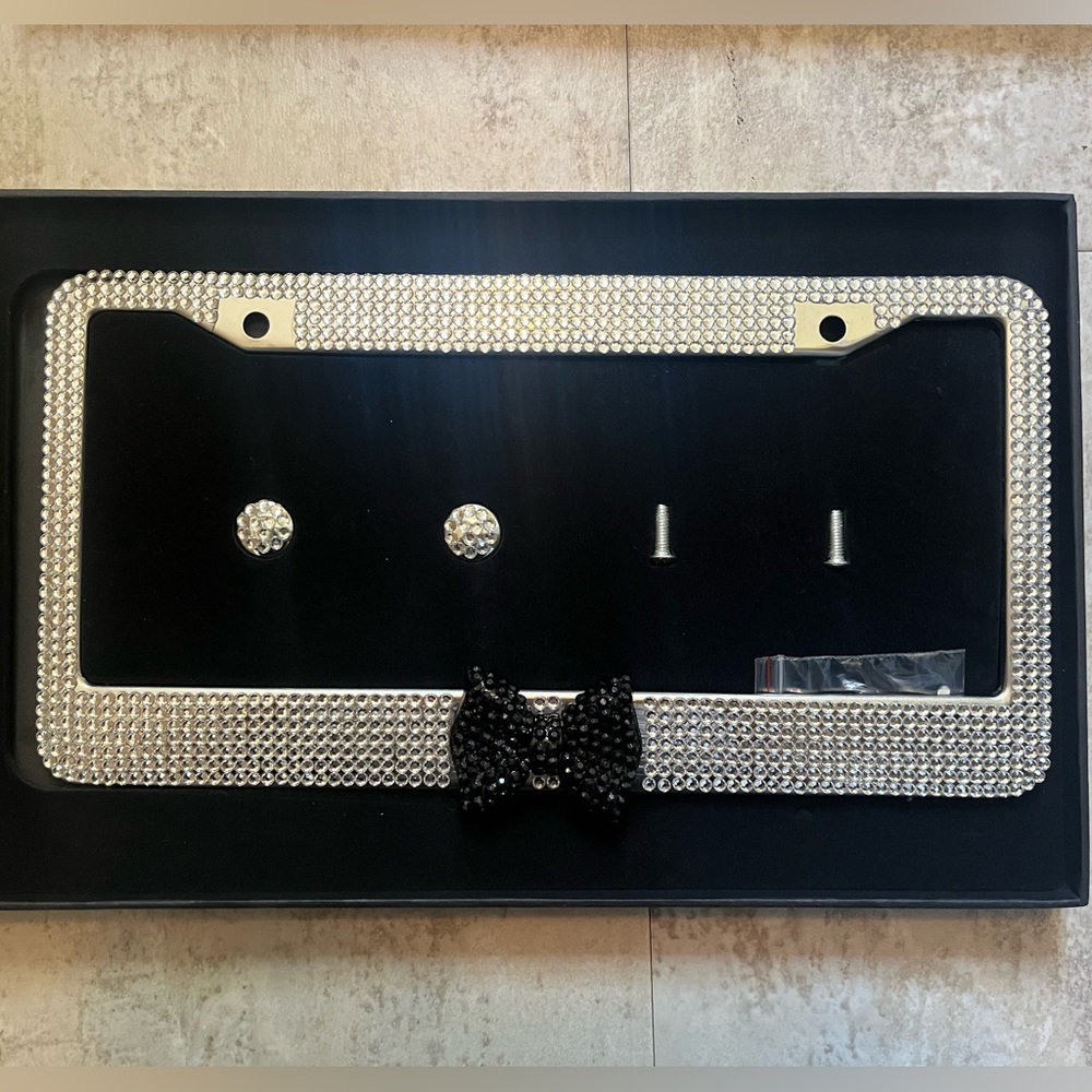 Rhinestone License Plate Frame with Bow
